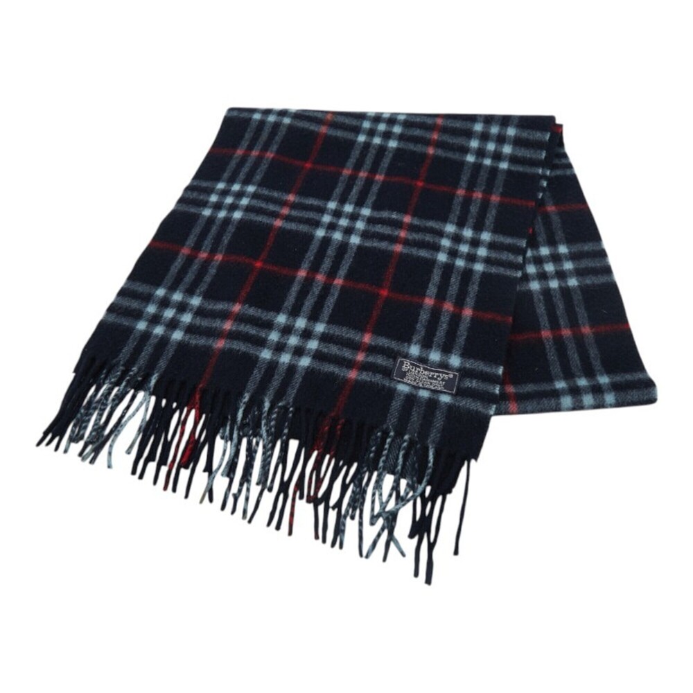Burberry Nova Check Scarf, Navy Multicolor Cashmere, Women's.